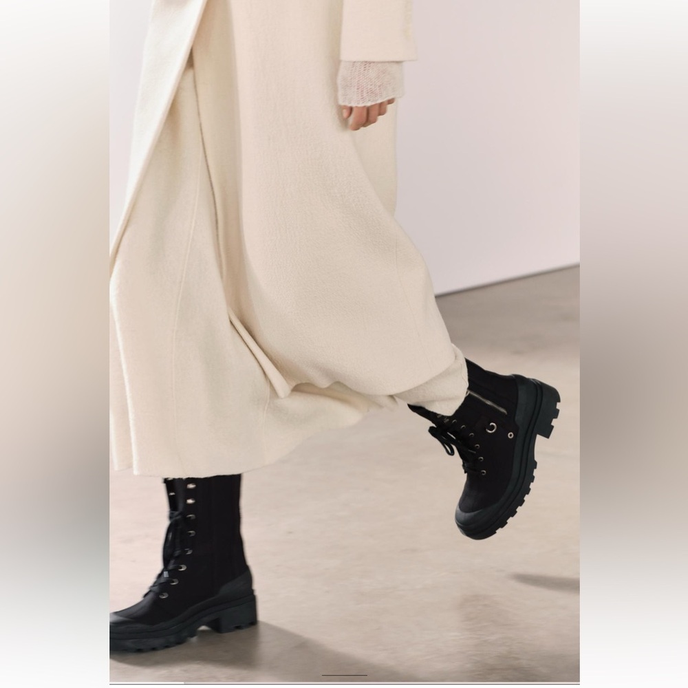 Zara Minimalist Wool Blend Textured Coat Ecru Cream ZW Collection size M NWT - Picture 5 of 16